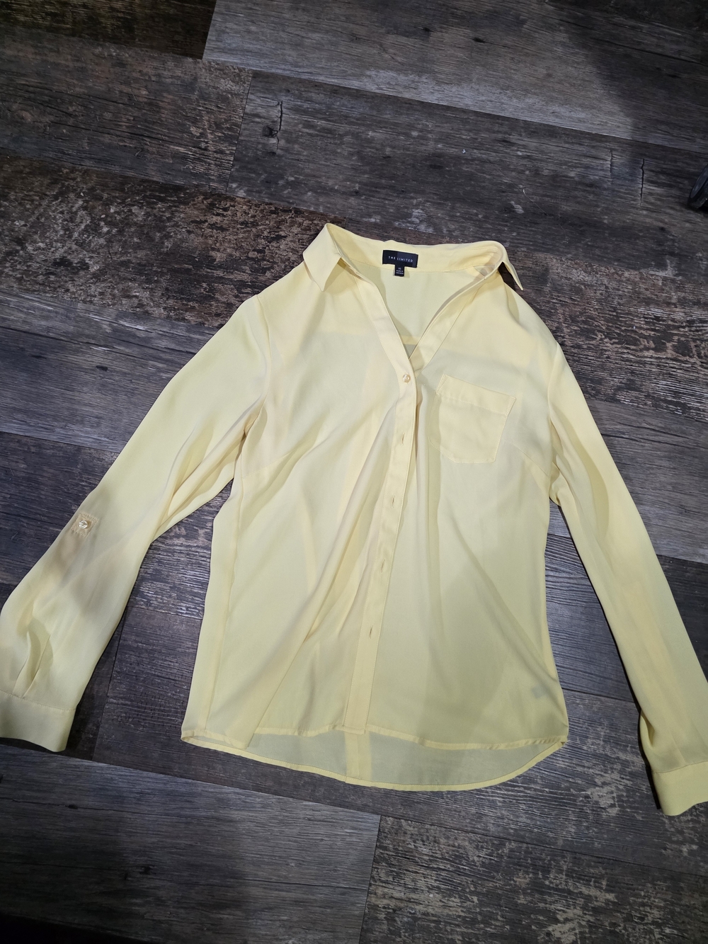 The Limited Pale Yellow Sheer Button-Down Blouse